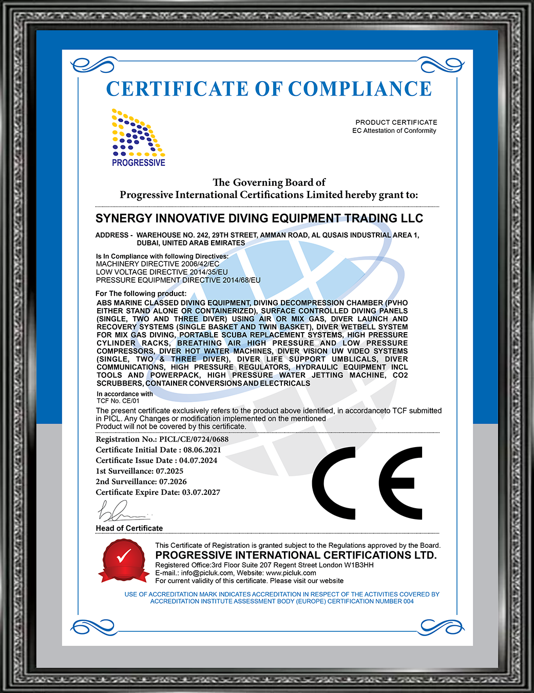 CE certifications